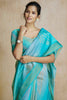 Lovely Aqua Blue Digital Printed Silk Event Wear Saree With Blouse