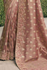 Magnific Rose Gold Heavy Border Work Tissue Silk Reception Wear Saree