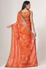 Lovely Orange Floral Printed Organza Function Wear Saree With Blouse