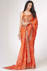 Lovely Orange Floral Printed Organza Function Wear Saree With Blouse