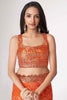 Lovely Orange Floral Printed Organza Function Wear Saree With Blouse