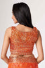 Lovely Orange Floral Printed Organza Function Wear Saree With Blouse