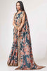 Alluring Dove Blue Floral Printed Organza Ceremony Wear Saree