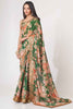 Glamorous Green Floral Printed Organza Function Wear Saree