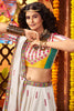 Marvelous White Mirror Work Silk Navratri Wear Lehenga Choli And Dupatta