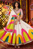 Marvelous White Mirror Work Silk Navratri Wear Lehenga Choli And Dupatta