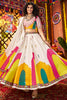 Marvelous White Mirror Work Silk Navratri Wear Lehenga Choli And Dupatta