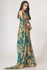 Alluring Teal Blue Floral Printed Organza Party Wear Saree