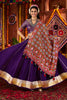 Captivating Purple Silk Traditional Navratri Lehenga With Thread Embroidered Choli