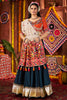 Precious Teal Blue Cotton Navratri Lehenga Choli With Thread Work Dupatta