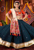 Precious Teal Blue Cotton Navratri Lehenga Choli With Thread Work Dupatta
