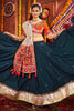 Precious Teal Blue Cotton Navratri Lehenga Choli With Thread Work Dupatta