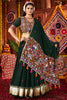 Tantalizing Green Embroidered Cotton Navratri Lehenga Choli With Dupatta