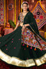 Tantalizing Green Embroidered Cotton Navratri Lehenga Choli With Dupatta