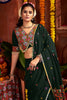 Tantalizing Green Embroidered Cotton Navratri Lehenga Choli With Dupatta