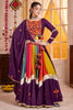 Bewitching Purple Mirror Work Cotton Navratri Lehenga Choli With Dupatta