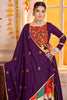 Bewitching Purple Mirror Work Cotton Navratri Lehenga Choli With Dupatta