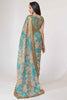 Winning Sky-Blue Floral Printed Organza Event Wear Saree