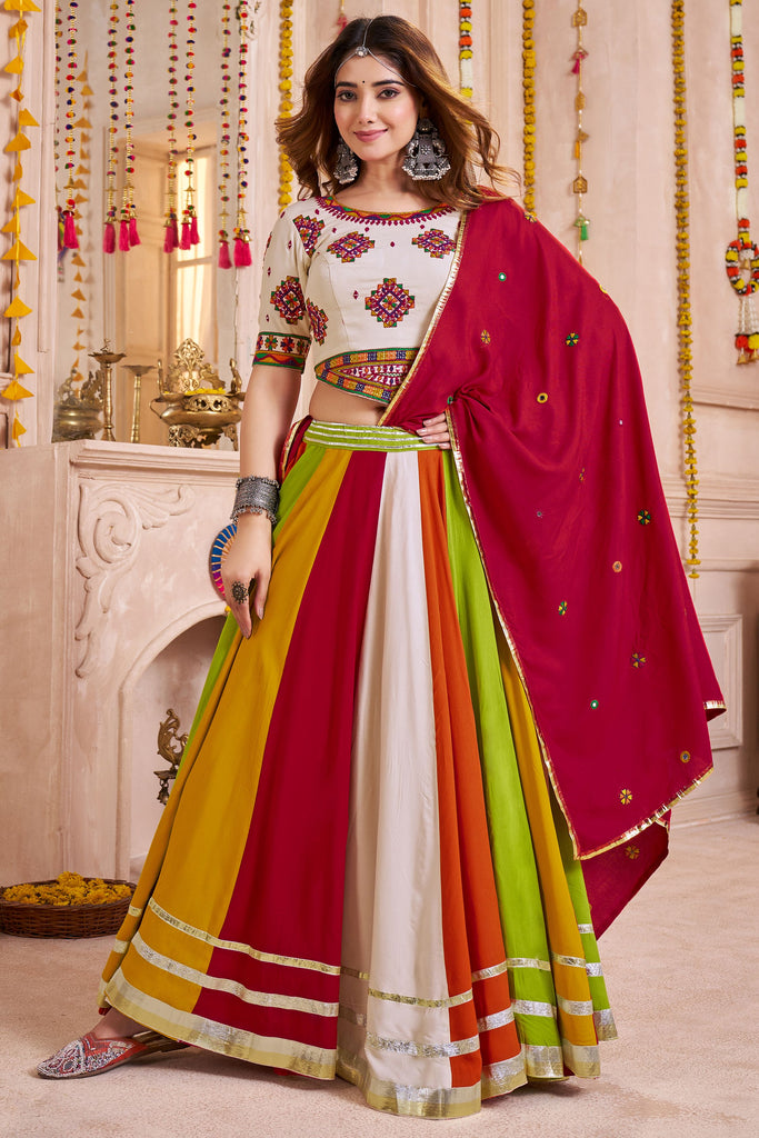 Enchanting Multi-Color Mirror Work Cotton Navratri Special Lehenga Choli