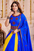 Attractive Royal Blue Cotton Lace Work Traditional Lehenga Choli With Dupatta