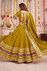 Alluring Olive Green Cotton Navratri Lehenga With Thread Work Choli