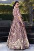 Excellent Mauve Floral Print Tussar Silk Crop Top Lehenga With Jacket