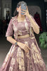 Glamorous Mauve Floral Printed Tussar Silk Crop Top Lehenga With Jacket