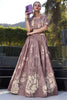 Excellent Mauve Floral Print Tussar Silk Crop Top Lehenga With Jacket