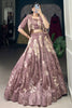 Glamorous Mauve Floral Printed Tussar Silk Crop Top Lehenga With Jacket