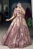 Glamorous Mauve Floral Printed Tussar Silk Crop Top Lehenga With Jacket