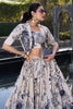 Incredible Cream Floral Printed Tussar Silk Crop Top Lehenga With Jacket