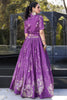 Awesome Purple Printed Tussar Silk Party Wear Crop Top Lehenga With Jacket