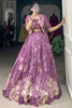 Alluring Purple Tussar Silk Party Wear Crop Top Lehenga With Jacket