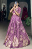 Alluring Purple Tussar Silk Party Wear Crop Top Lehenga With Jacket