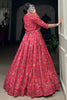 Cherished Pink Floral Print Tussar Silk Party Wear Lehenga Choli