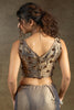 Ravishing Golden Zarkan Work Satin Party Wear Saree With Blouse
