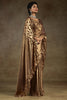 Stunning Golden Zarkan Work Satin Reception Wear Saree With Blouse