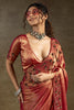 Shocking Peach Diamond Work Satin Wedding Wear Saree With Blouse