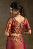 Shocking Peach Diamond Work Satin Wedding Wear Saree With Blouse