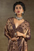Surprising Rose Gold Sequins Satin Party Wear Saree With Blouse