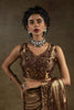 Surprising Rose Gold Sequins Satin Party Wear Saree With Blouse