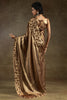 Surprising Rose Gold Sequins Satin Party Wear Saree With Blouse