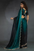 Marvelous Teal Blue Zarkan Work Satin Wedding Wear Saree With Blouse