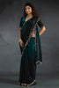 Marvelous Teal Blue Zarkan Work Satin Wedding Wear Saree With Blouse