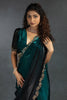 Marvelous Teal Blue Zarkan Work Satin Wedding Wear Saree With Blouse
