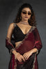 Magnificent Maroon Zarkan Work Satin Party Wear Saree With Blouse