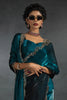 Glorious Teal Blue Diamond Work Satin Reception Wear Saree With Blouse