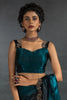 Glorious Teal Blue Diamond Work Satin Reception Wear Saree With Blouse