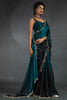 Glorious Teal Blue Diamond Work Satin Reception Wear Saree With Blouse