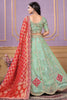 Delightful Pista Green Embroidered Viscose Lehenga Choli With Dupatta